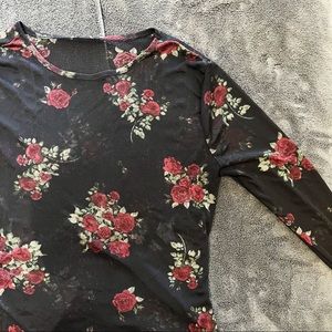Dynamite | Sheer Mesh Floral Top